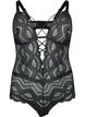 Bodystocking i spets med snoddar, Svart, Packshot image number 0
