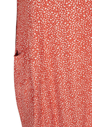 Kortärmad viskosklänning med mönster, Burned Ditsy Flower, Packshot image number 3