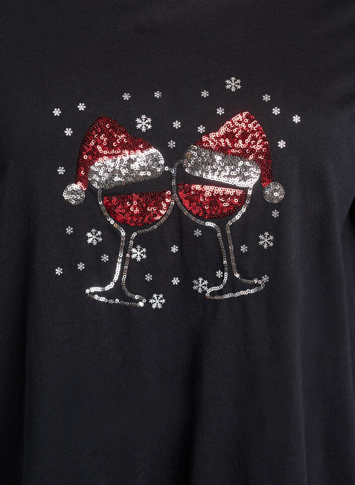 Jul-t-shirt i ekologisk bomull, Svart, Packshot image number 2