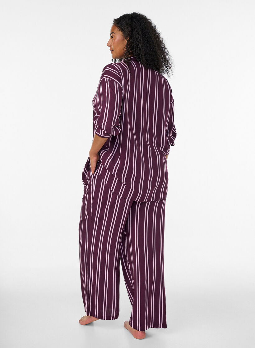 L&ouml;sa pyjamasbyxor med r&auml;nder, M&ouml;rk Bordeaux, Model image number 2