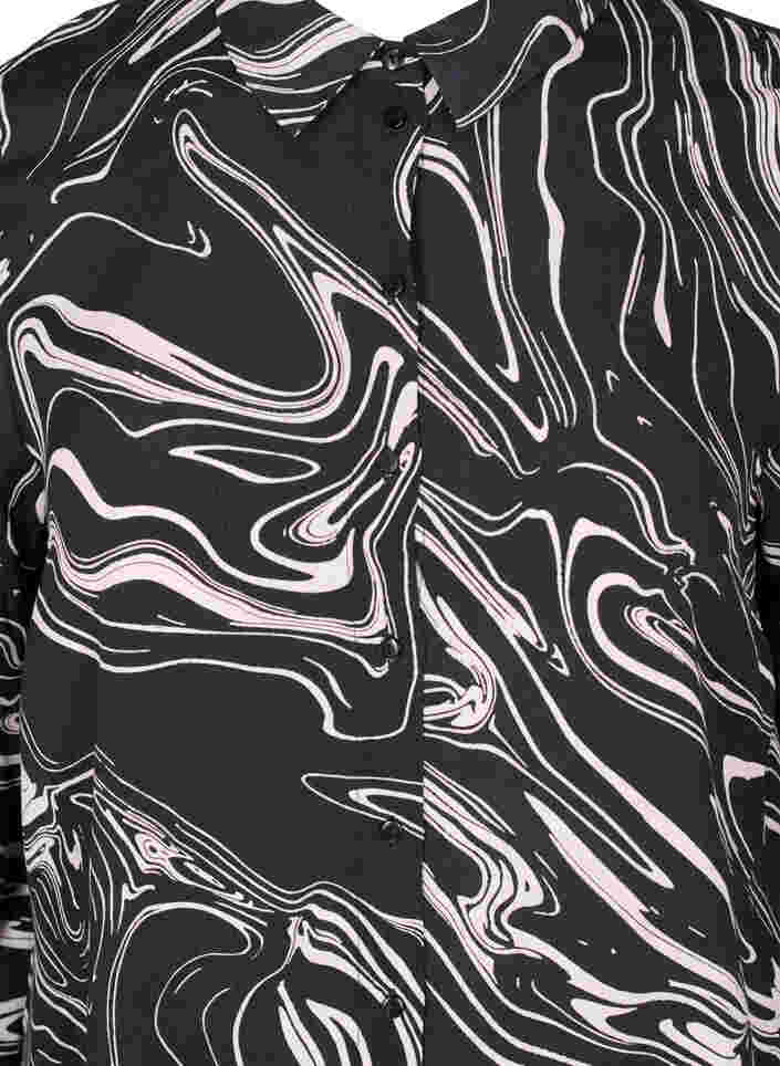 Skjortklänning i viskos med tryck, Black Swirl AOP, Packshot image number 2