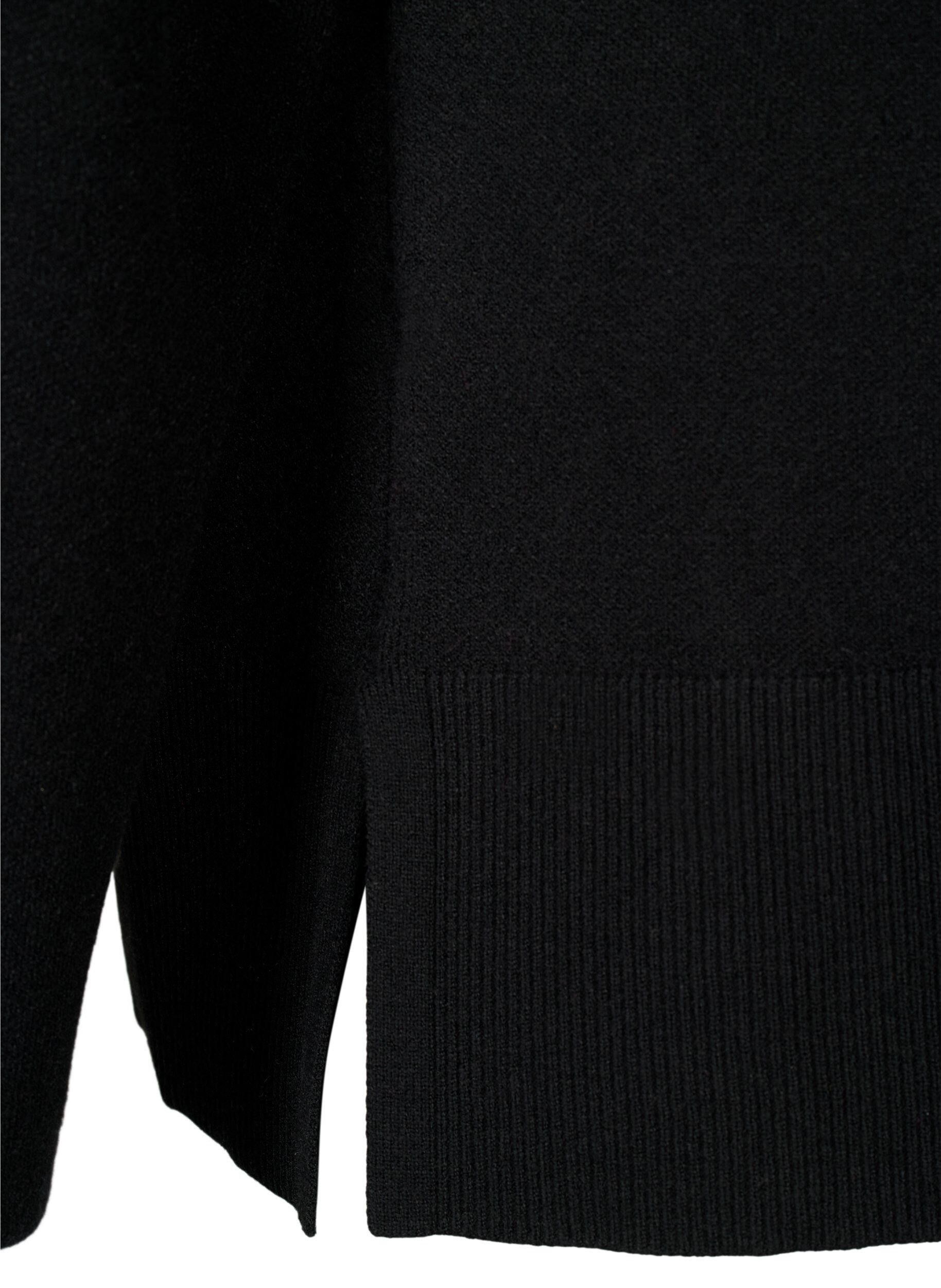 Zizzi Pullover i viskosblandning, med slits i sidan	, Black, Packshot image number 3