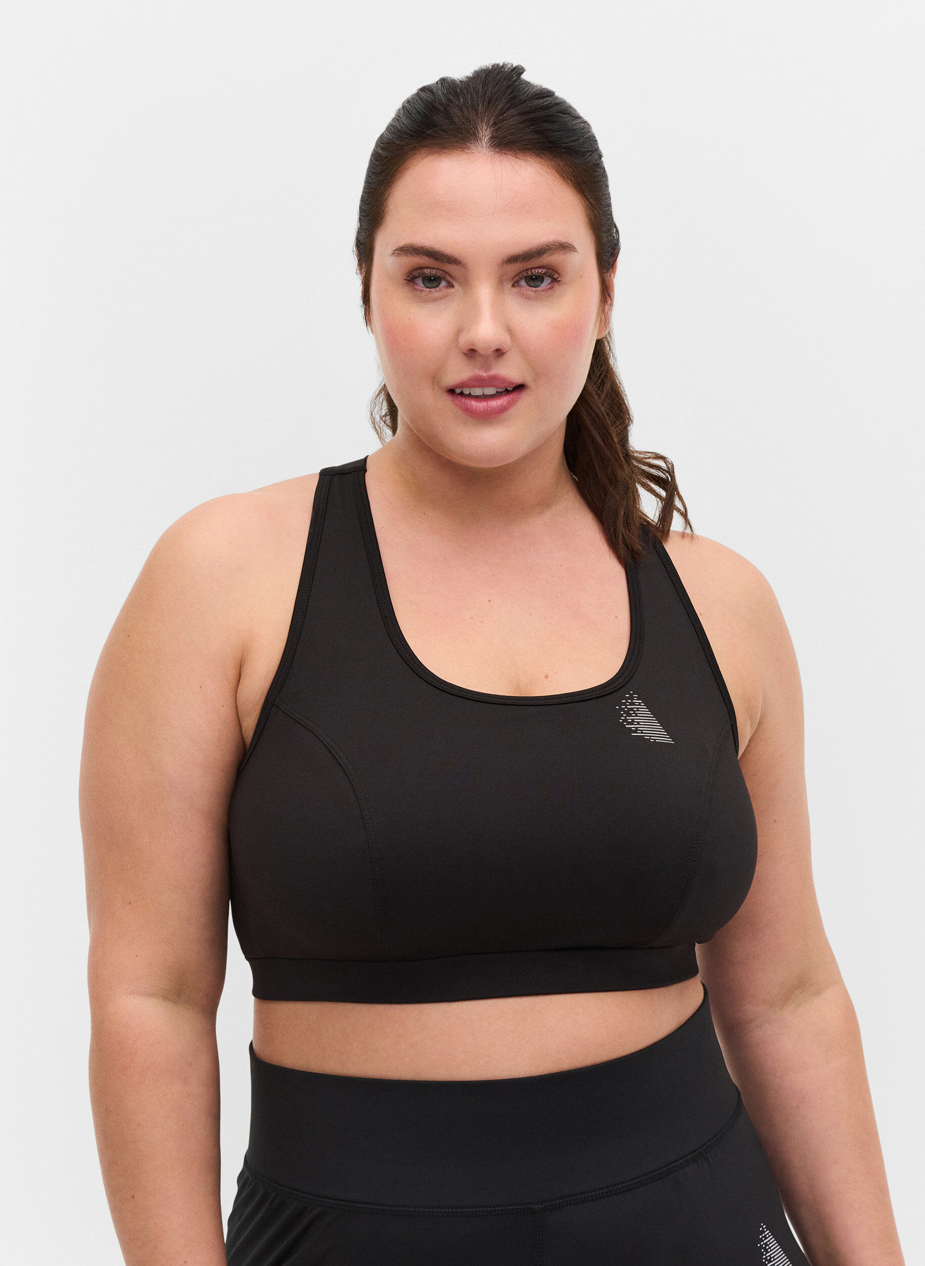 Zizzi Enf&auml;rgad sport-bh med korsad rygg, Black, Model image number 0