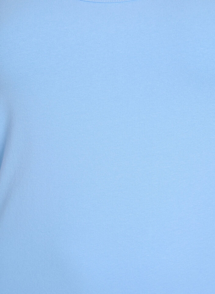 Solid färg bas topp i bomull, Blå, Packshot image number 2