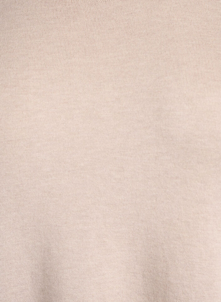 Kortärmad stickad blus i viskos, Beige, Packshot image number 2