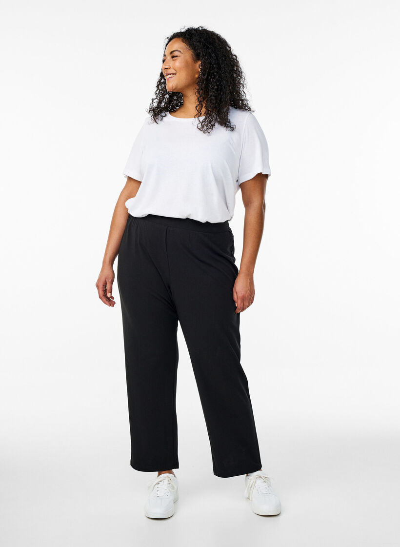 FLASH - 2-pack t-shirts med rund halsringning, Black/White, Model image number 2