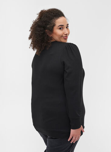 Långärmad tröja med detaljer på axlarna, Black, Model image number 1