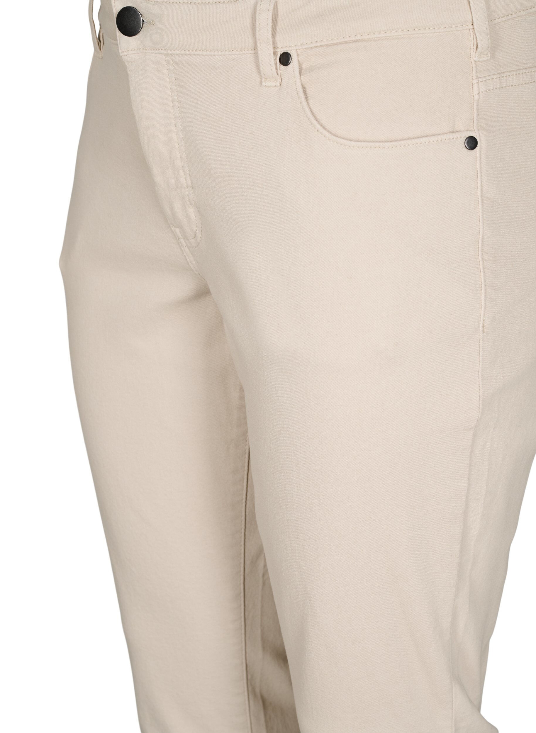Zizzi Emily jeans med slim fit och normal midja, Beige, Packshot image number 2