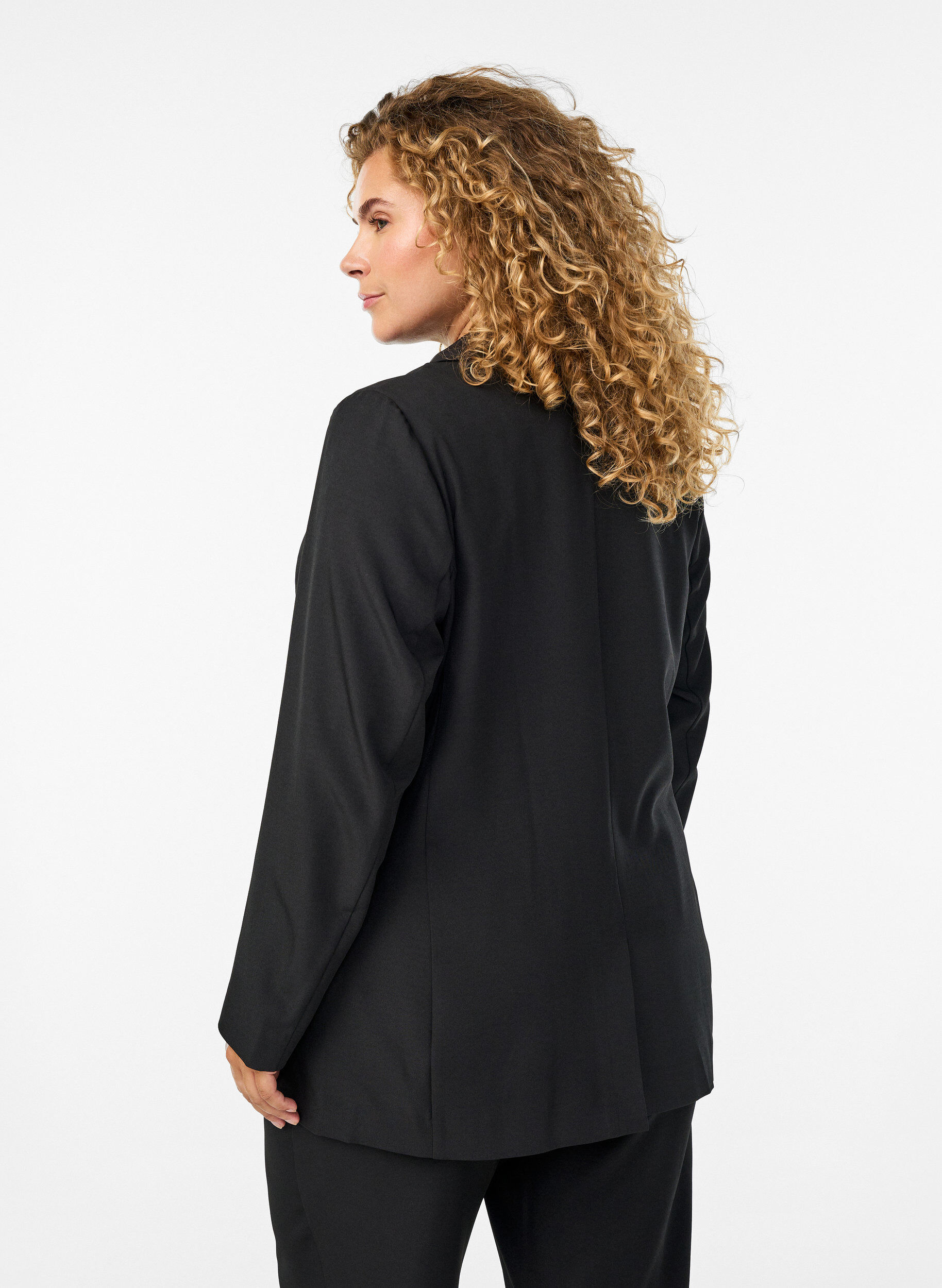 Zizzi FLASH - Blazer med fickor och slitsar, Svart, Model image number 2