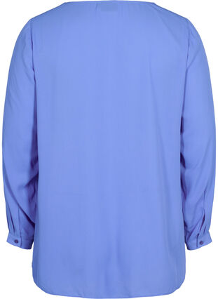 Enfärgad skjorta med V-ringning, Ultramarine, Packshot image number 1