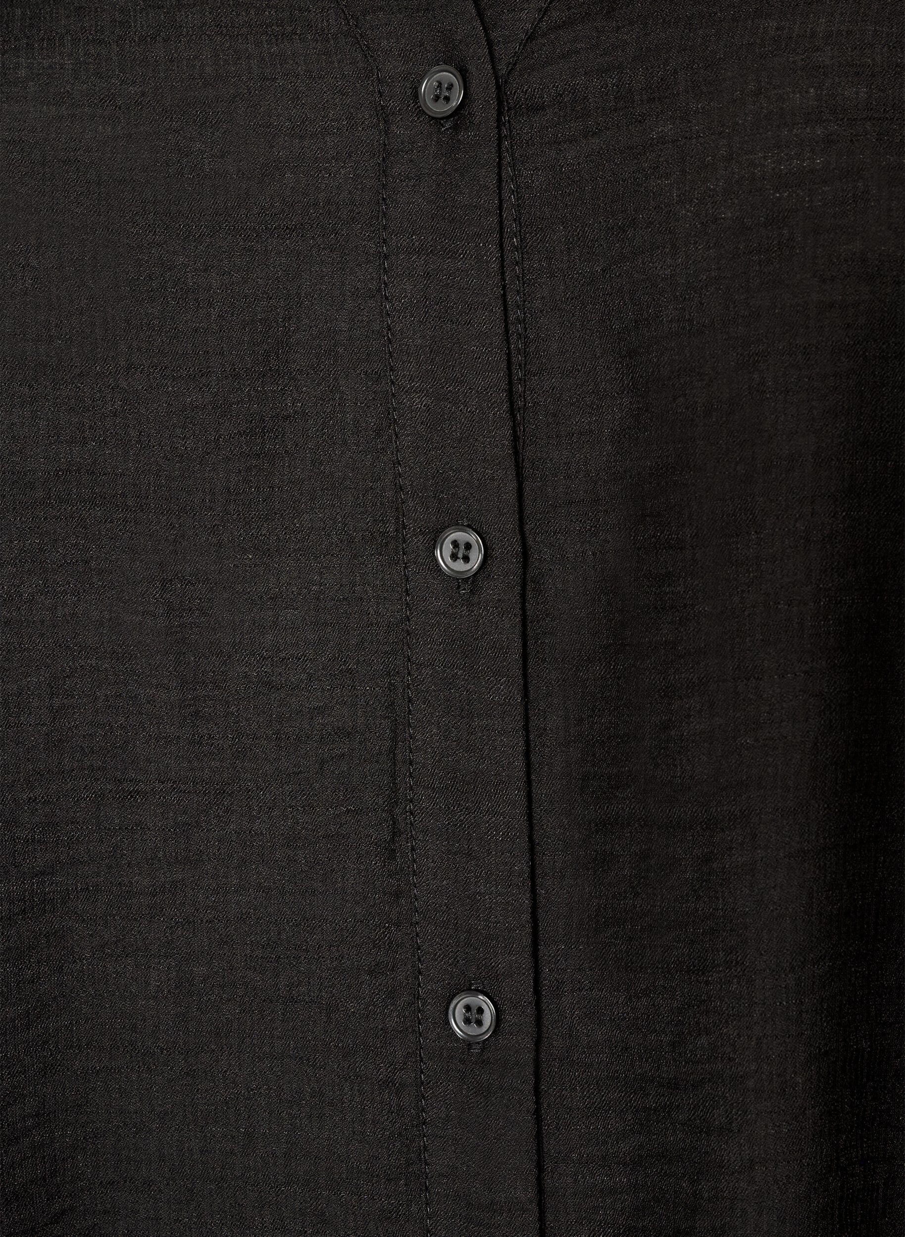ZizziSkjorta i viskos med broderade &auml;rmar, Svart, Packshot image number 2