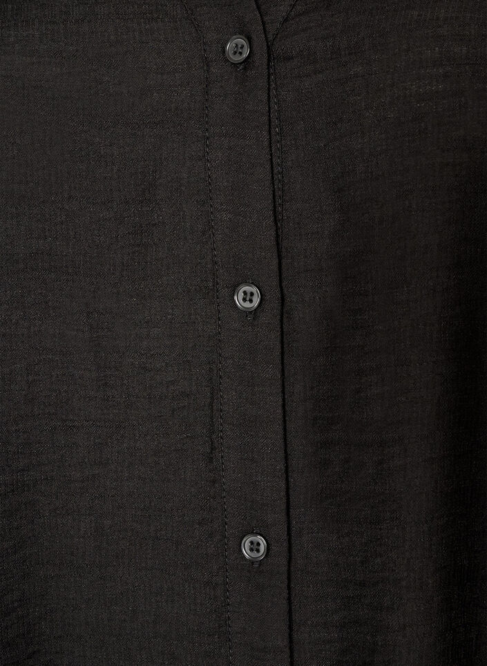 Skjorta i viskos med broderade &auml;rmar, Svart, Packshot image number 2