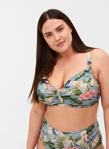 Mönstrad bikini-bh med bygel och uttagbara inlägg, Kolyptus Print, Model image number 0