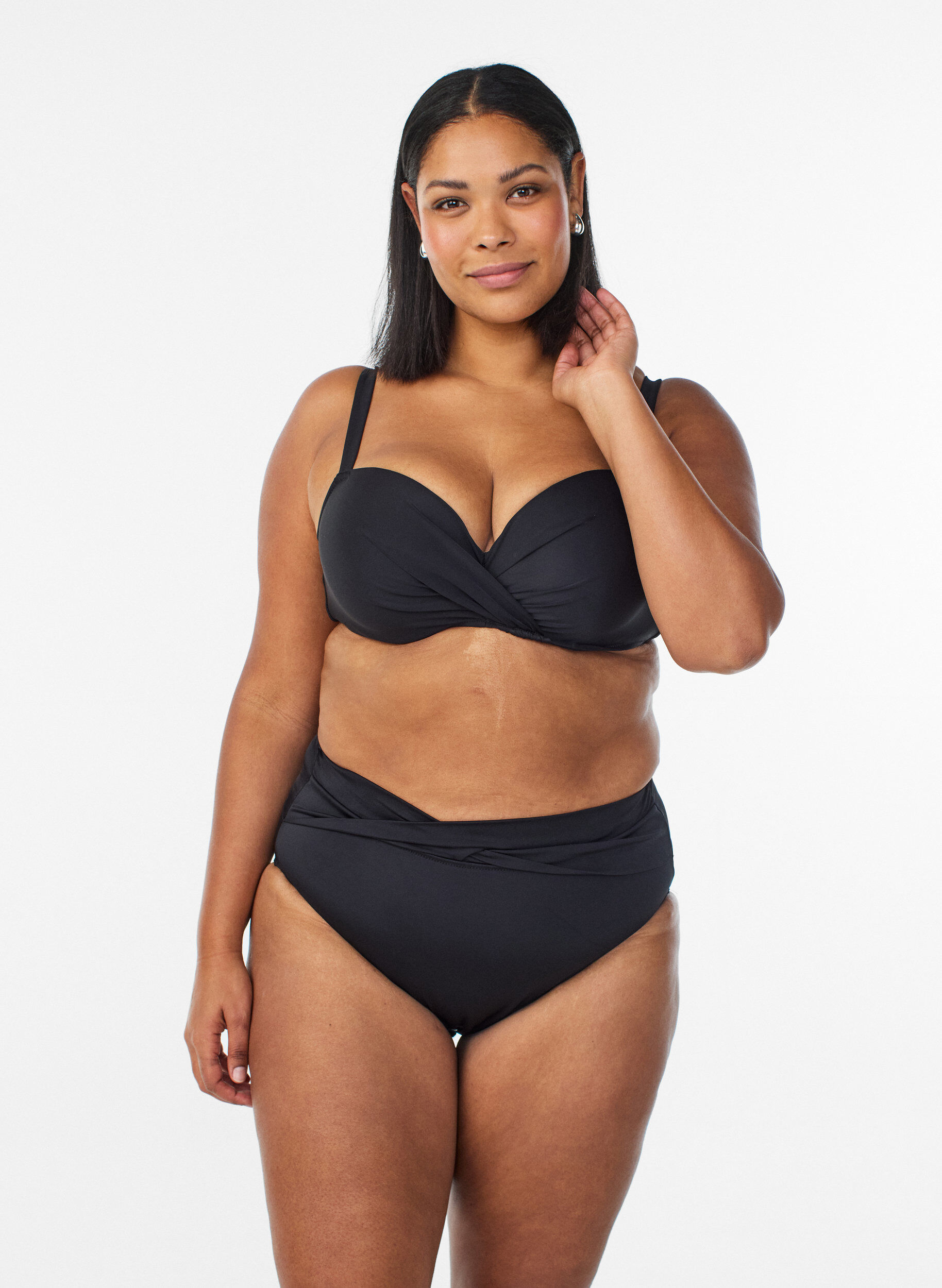 Bikinitrosa med omlottdetalj, Svart, Model