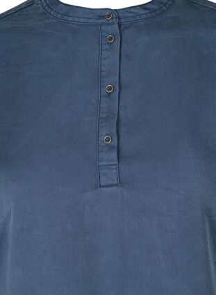 Klänning med långa puffärmar, Dark blue denim, Packshot image number 2