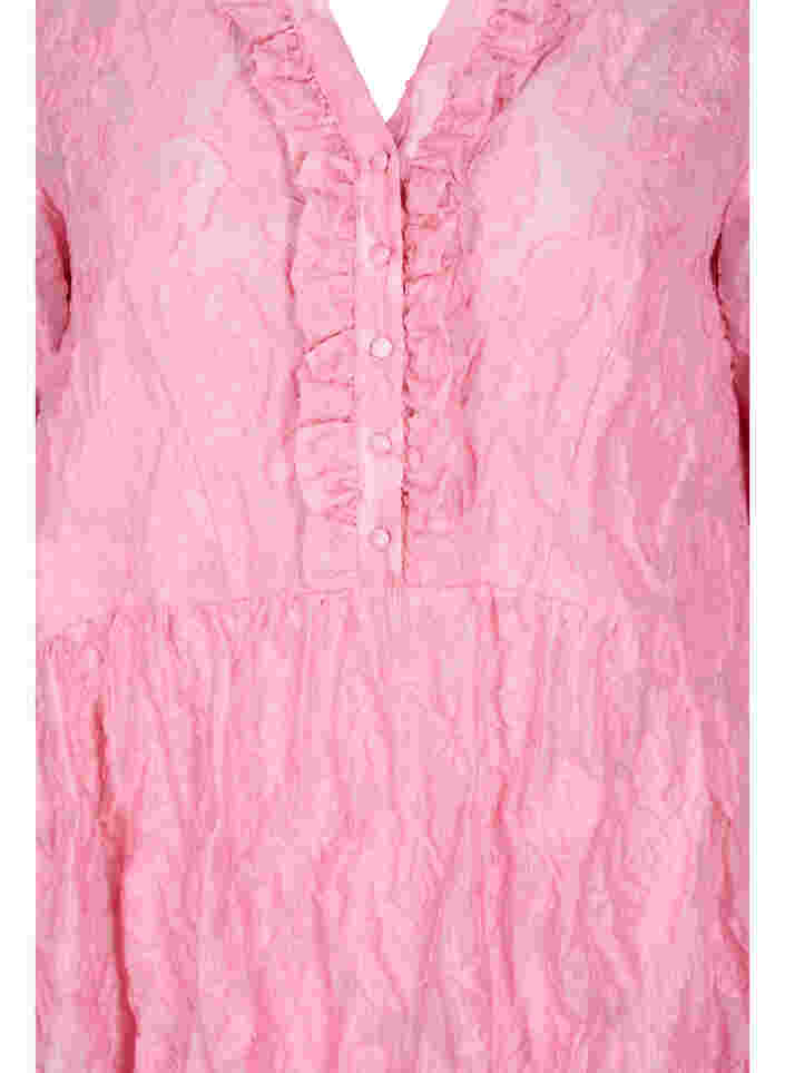 A-linjeformad jacquardklänning med volanger, Cashmere Rose, Packshot image number 2