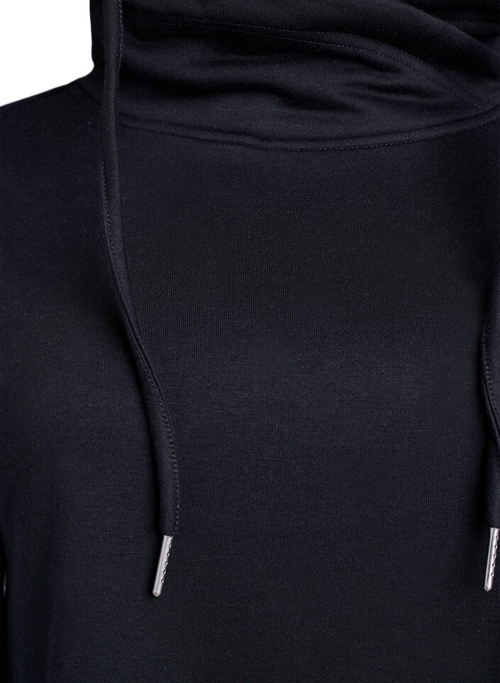 Kort sweatshirtkl&auml;nning med h&ouml;g krage och fickor, Svart, Packshot image number 2