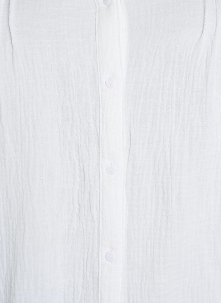 Blus i bomullsmuslin med broderade detaljer, Vit, Packshot image number 2