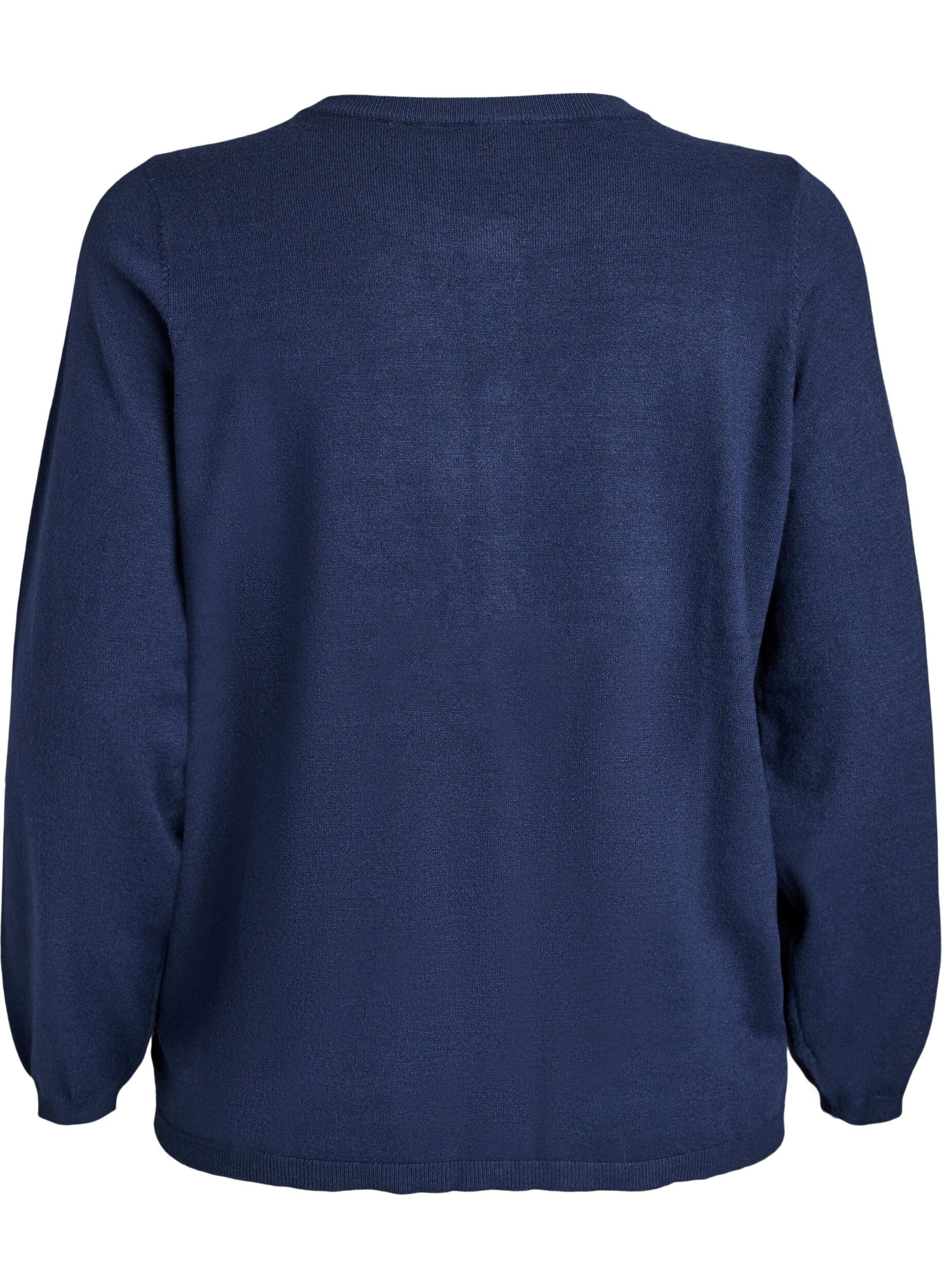 ZizziCardigan med runda knappar, Bl&aring;, Packshot image number 1