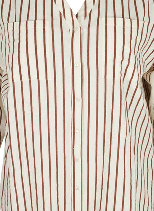 Lång randig bomullsskjorta med v-ringning, Stripe, Packshot image number 2