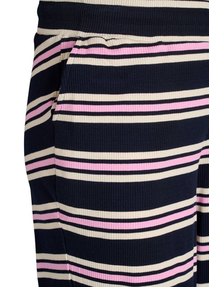 Randiga pyjamasbyxor med vida ben, Bl&aring;, Packshot