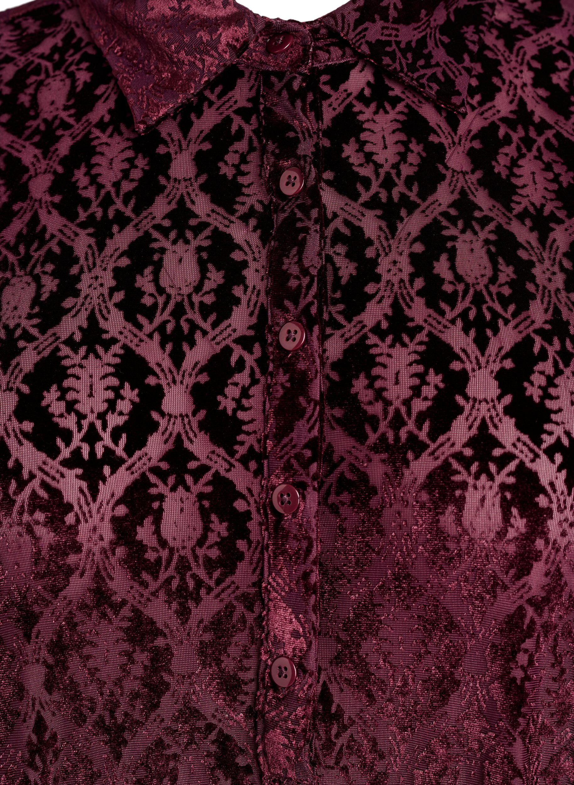 Zizzi Kort kl&auml;nning med velourm&ouml;nster, R&ouml;d, Packshot image number 2