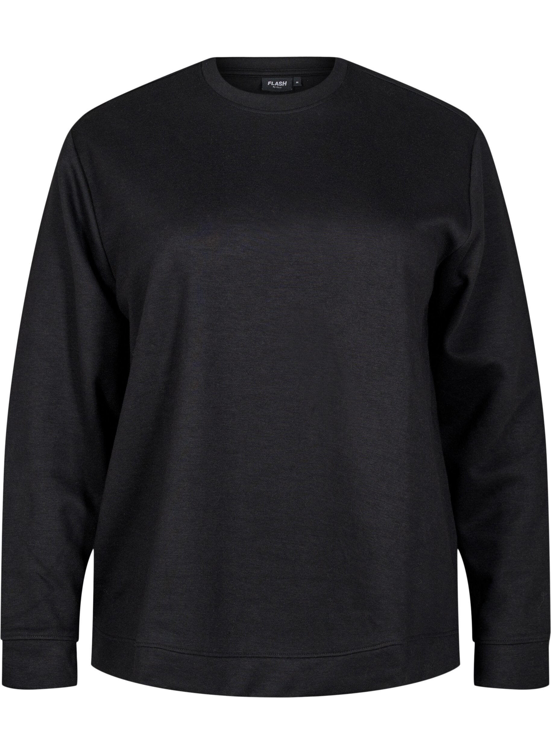 ZizziSweatshirt med rund halsringning, Svart, Packshot image number 0