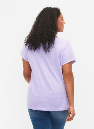 T-shirt i bomull med tryck, Lavender C Leaf, Model image number 1