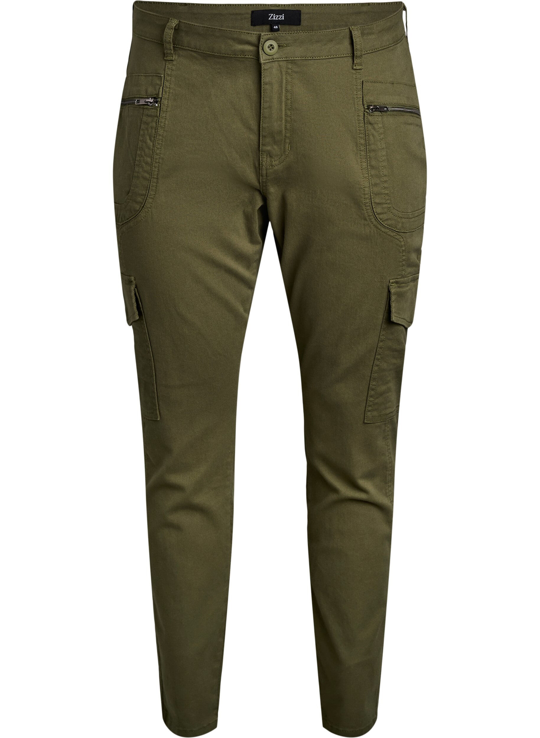 Zizzi Cargobyxor med slim fit, Gr&ouml;n, Packshot image number 0