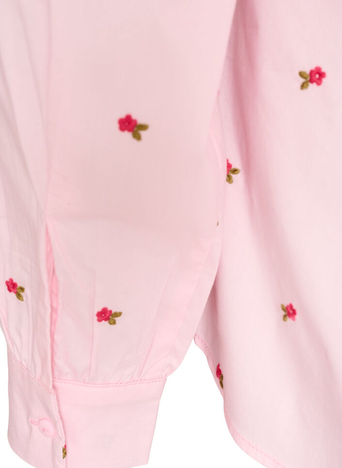 Skjorta med broderade blommor, Rosa, Packshot image number 3