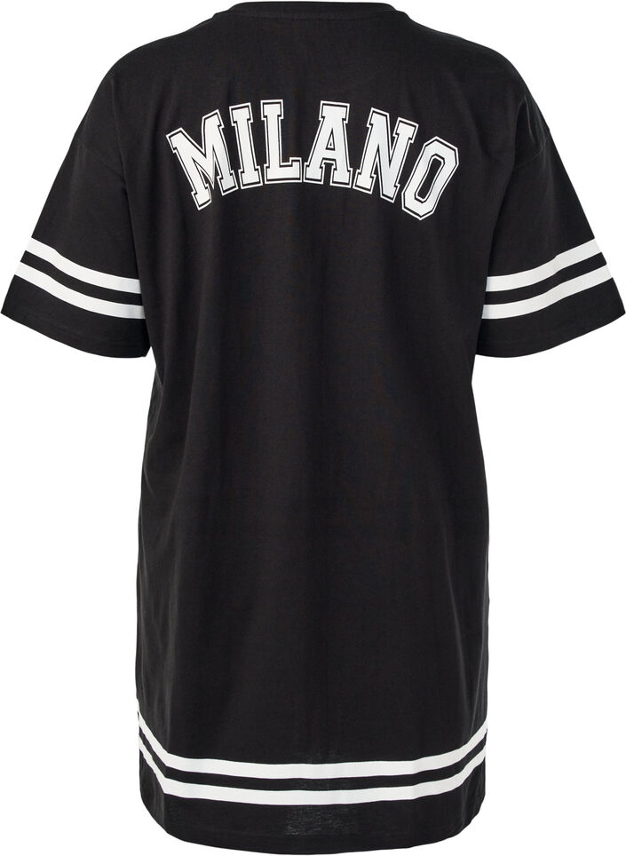 Kort t-shirtkl&auml;nning med sportiga detaljer, Svart, Packshot image number 1