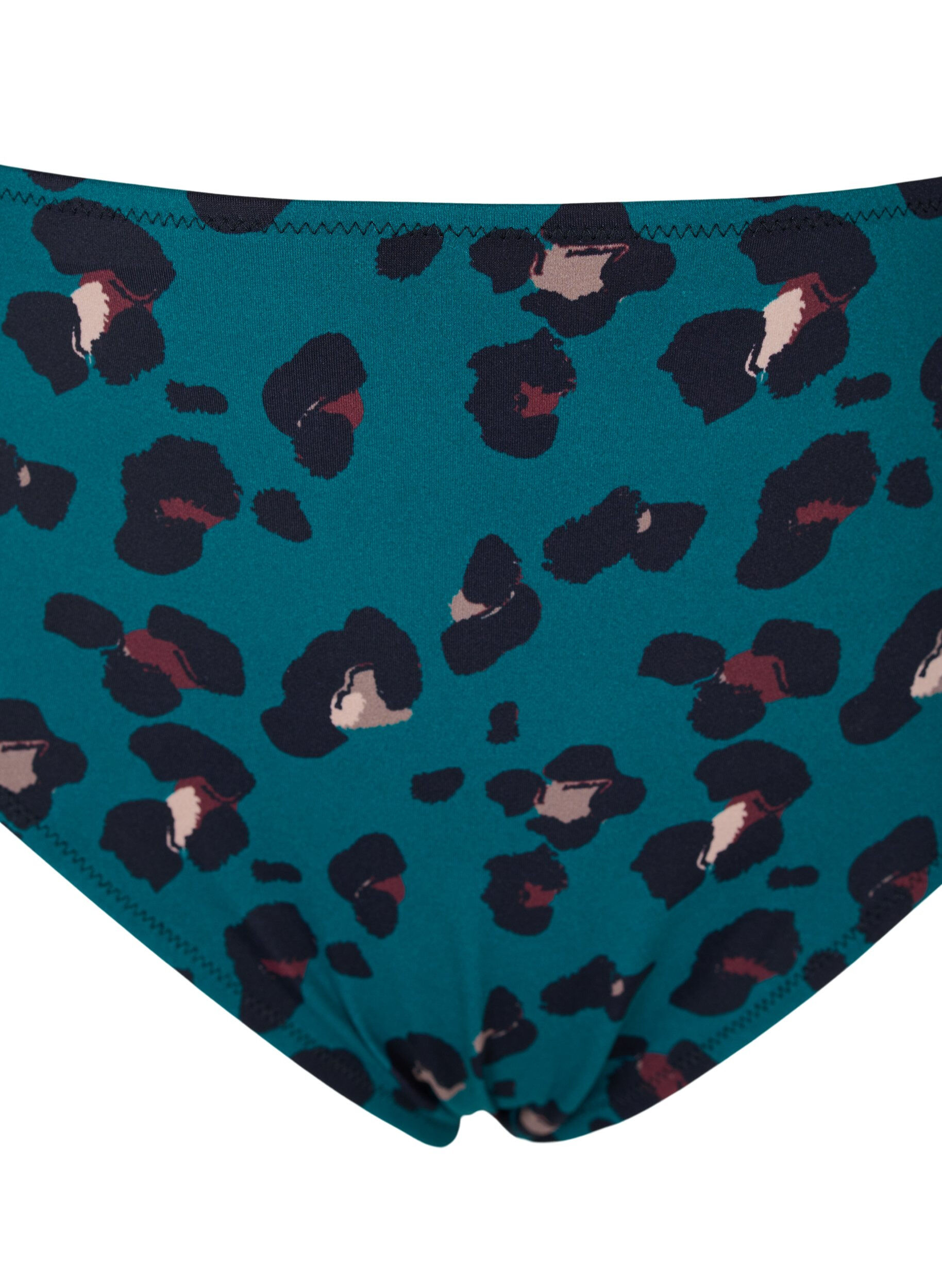 Zizzi Bikinitrosa med h&ouml;g midja, Teal Leopard, Packshot image number 2