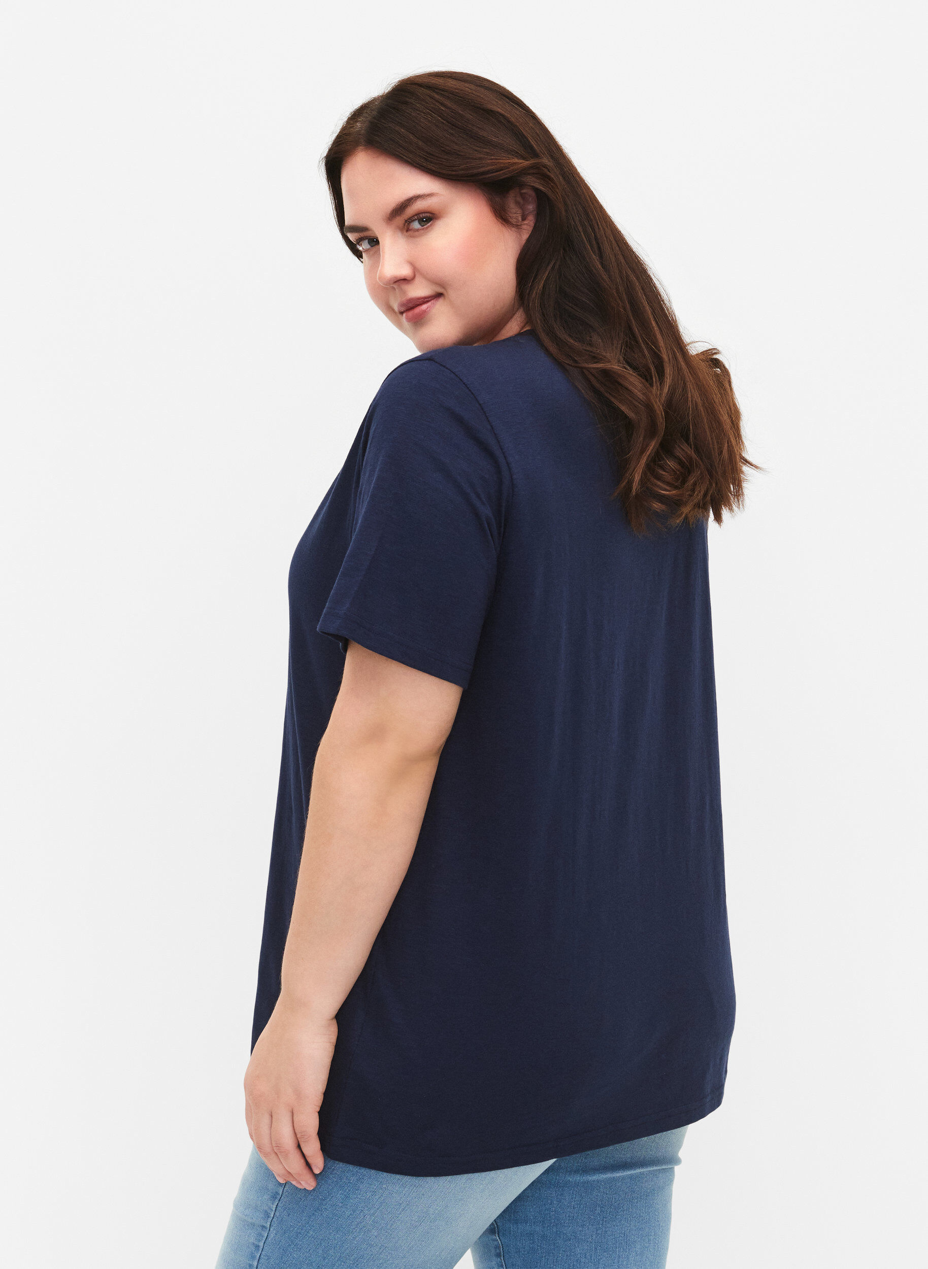 ZizziV-ringad bas t-shirt med korta &auml;rmar, Bl&aring;, Model image number 2