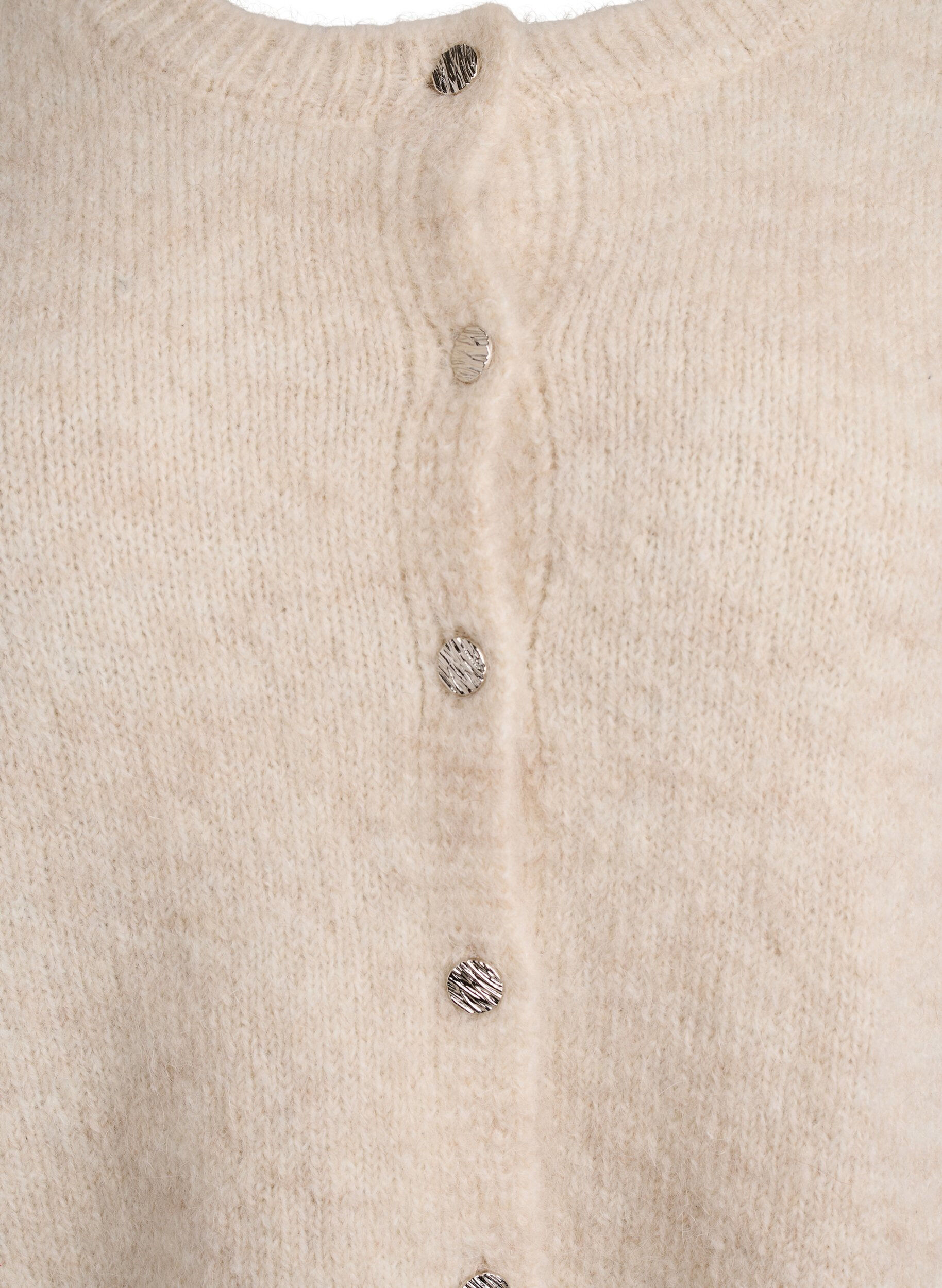 Zizzi Cardigan i ull och alpacka med dekorativa knappar, Beige, Packshot image number 2
