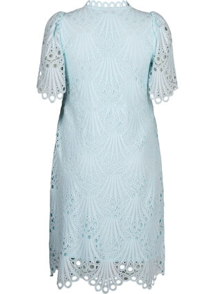 Virkad klänning med korta ärmar, Delicate Blue, Packshot image number 1