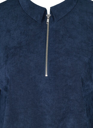 Sammetsklänning med 3/4 ärmars, Navy Blazer, Packshot image number 2