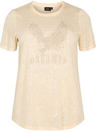 T-shirt med nitar och rund halsringning, Buttercream