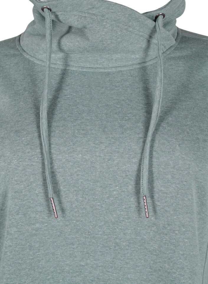 FLASH - Sweatshirt med hög krage, Balsam Green Melange, Packshot image number 2
