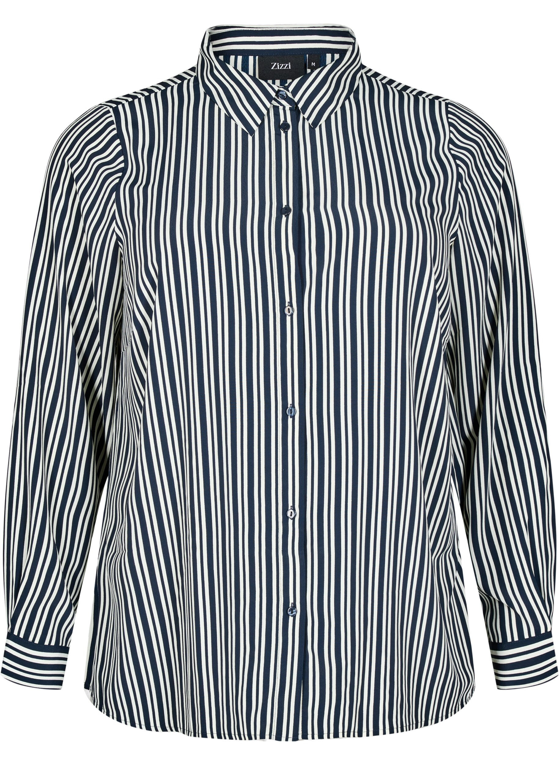 Zizzi Randig skjorta, Bl&aring;, Packshot image number 0