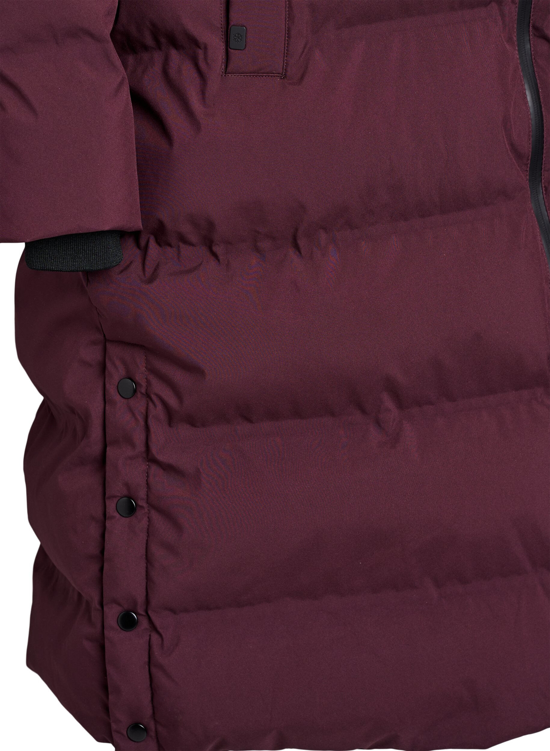 ZizziL&aring;ng puffervinterjacka med huva, M&ouml;rk Bordeaux, Packshot image number 3