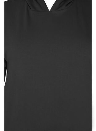 Kortärmad swetshirtklänning med huva, Black, Packshot image number 2