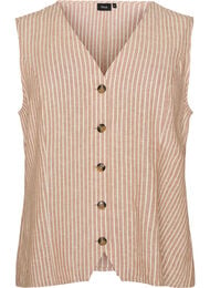 Randig v&auml;st i linne och viskos, Beige