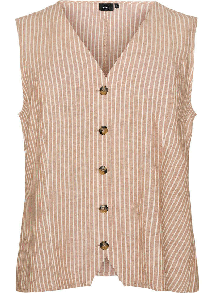 Randig v&auml;st i linne och viskos, Beige, Packshot image number 0
