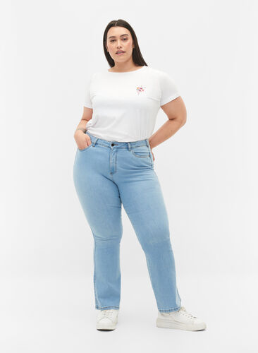 Ellen bootcut jeans med hög midja, Ex Lgt Blue, Model image number 0