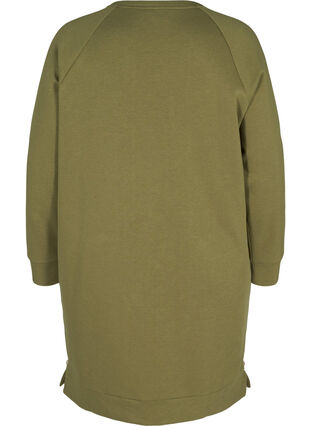 Sweatshirtklänning med fickor och slits, Olive Drab, Packshot image number 1