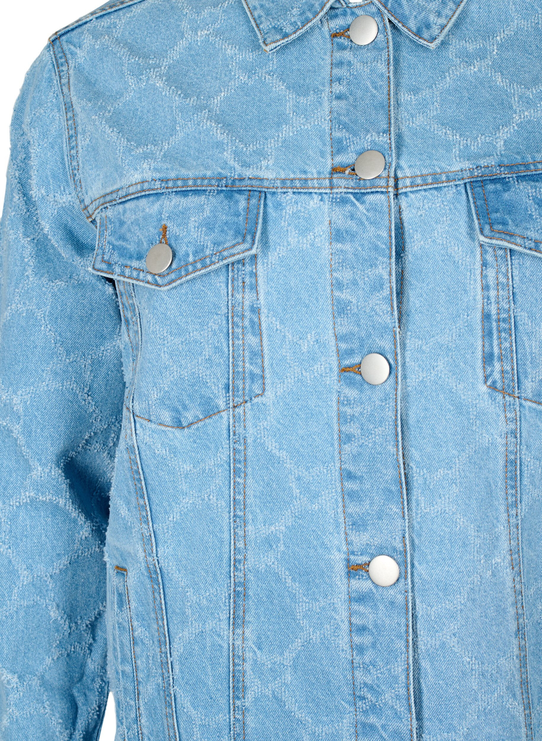 Zizzi Jeansjacka med slitet m&ouml;nster, Blue denim, Packshot image number 2