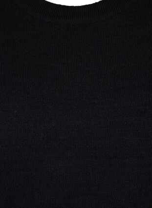 Stickad ribbad tröja med dekorativa stenar, Black, Packshot image number 2