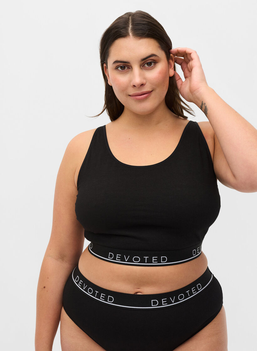 Bomulls-bh med justerbara band, Svart, Model image number 0