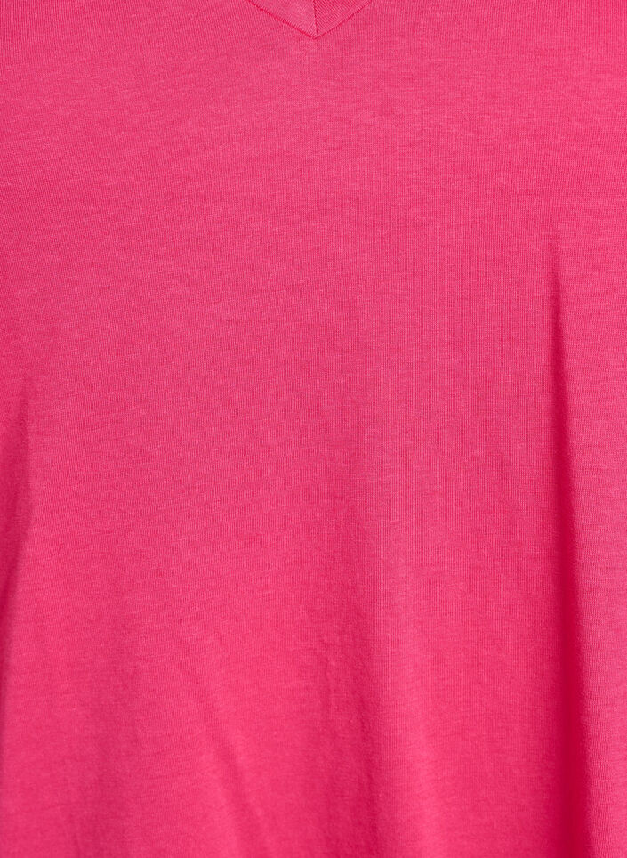Kort&auml;rmad t-shirt med v-ringning, Rosa, Packshot image number 2
