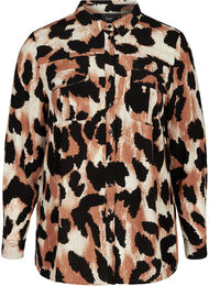 Viskos skjorta med leopard print, Black AOP